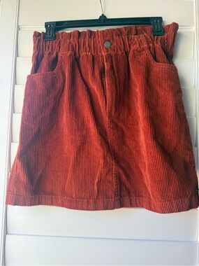 Roxy Corduroy A-Line Mini Skirt - Rust Orange